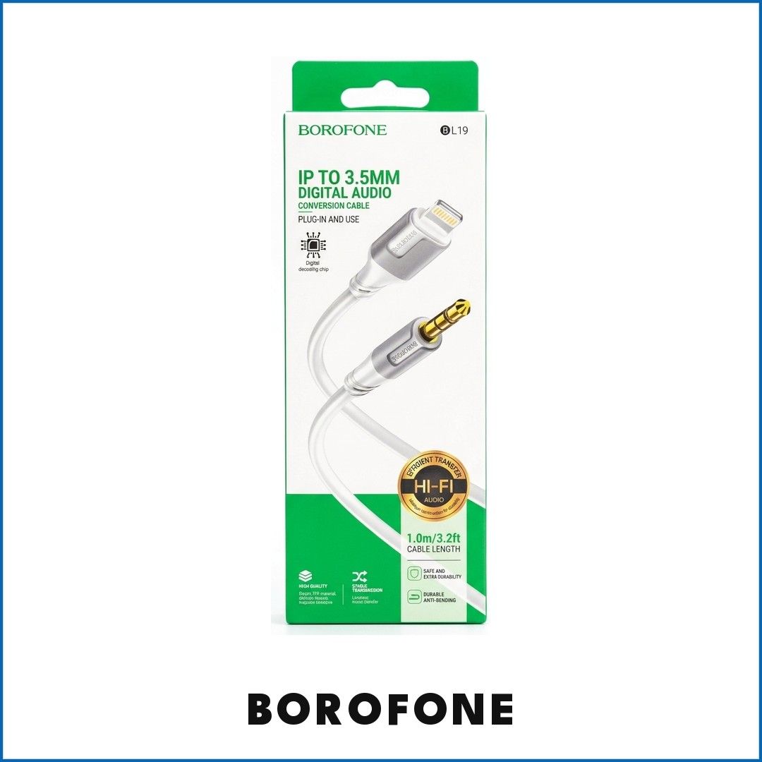 Borofone Lightning to AUX 3.5 mm Audio Cable, 1 m
